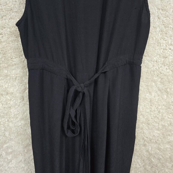 Eileen Fisher Black Maxi Dress Large Tie Back Sleeveless Minimalist Casual READ - Picture 6 of 14